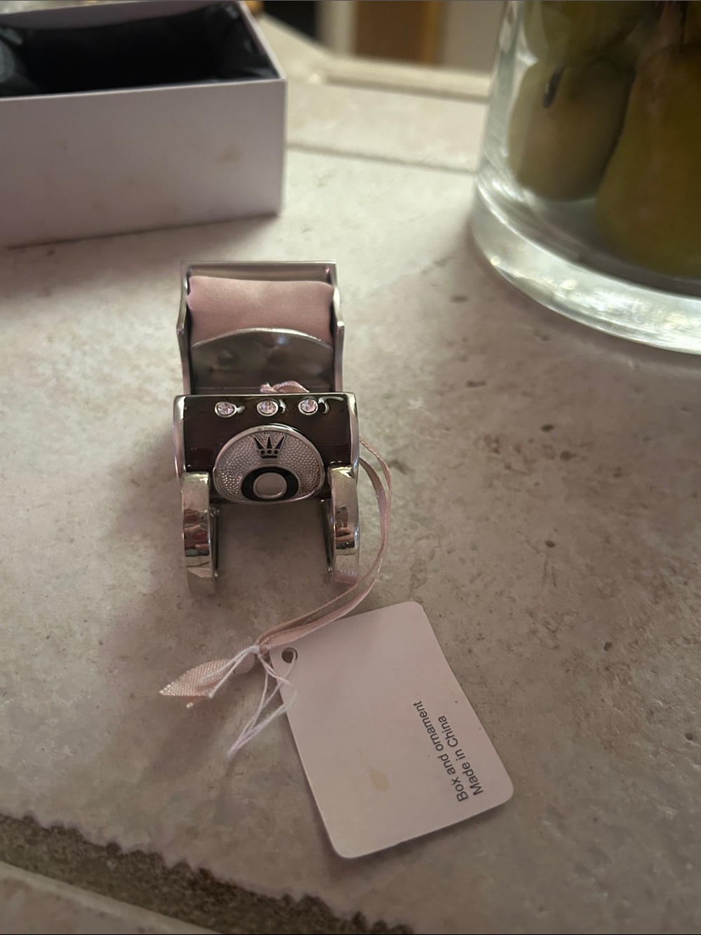 Crown Accent Napkin Ring - Pink Satin and Silver- PANDORA